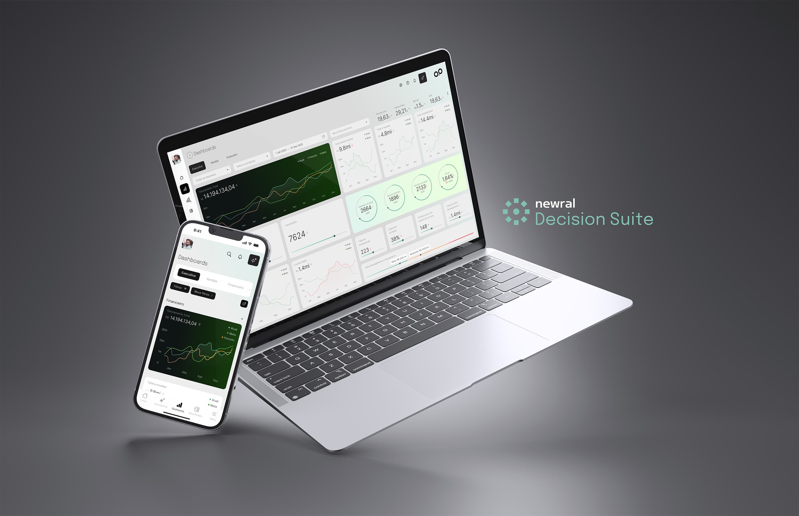 Decision Suite main banner, product screen mockup